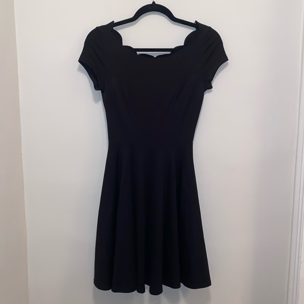 Aqua Black Scallop Midi Dress